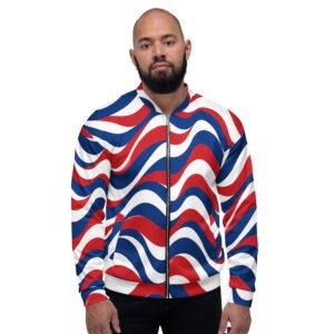 Just Obnoxious™ Red, White & Blue Wave Bomber Jacket