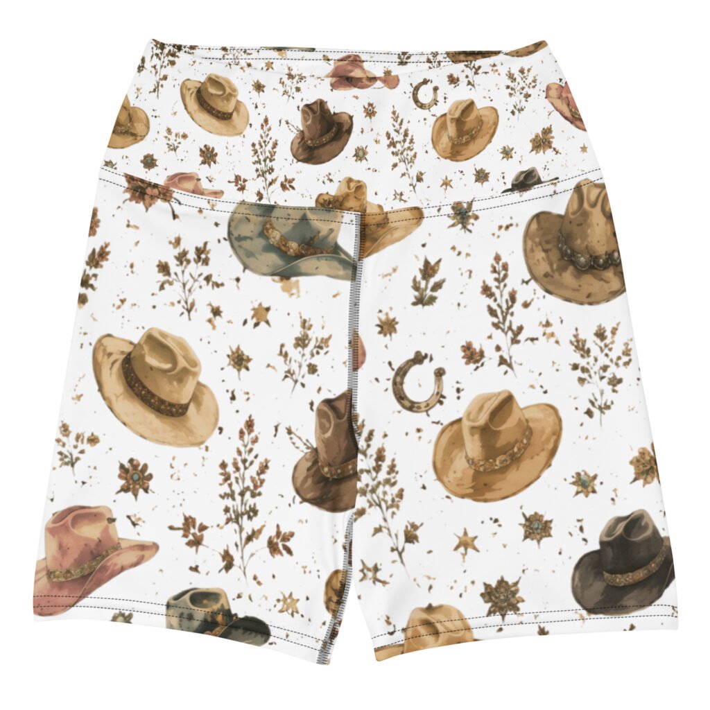 Cowboy Hat Print Yoga Shorts
