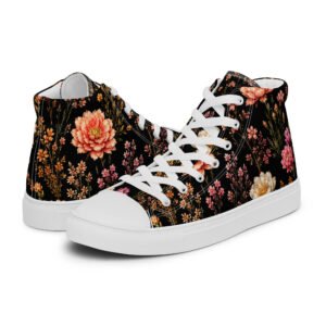 Flower Print -Women’s high top canvas shoes