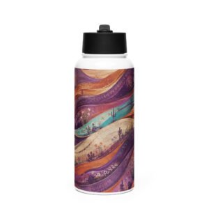 Southwest 'wave-Stainless steel water bottle with a straw lid