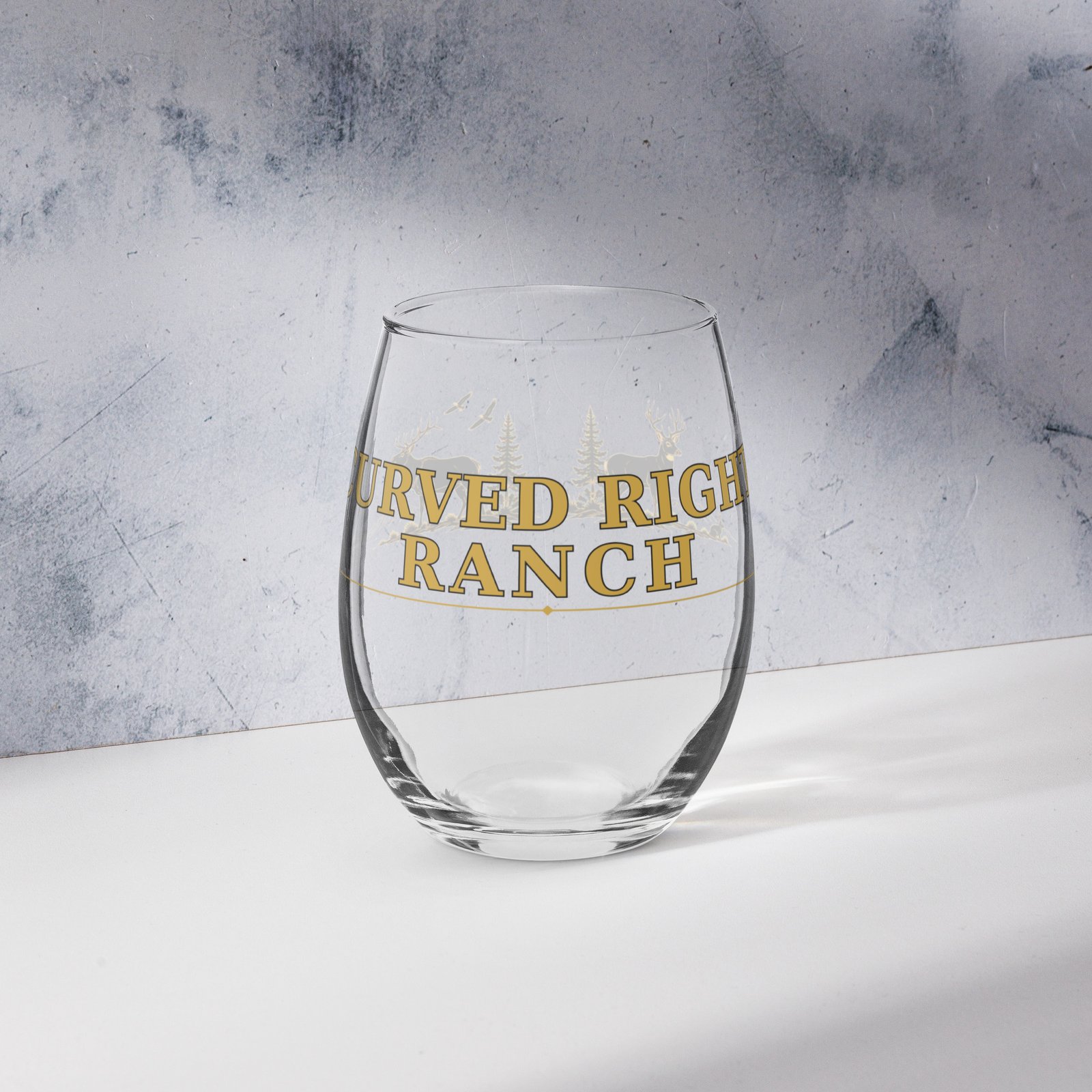 Curved Right Ranch - Stemless wine glass