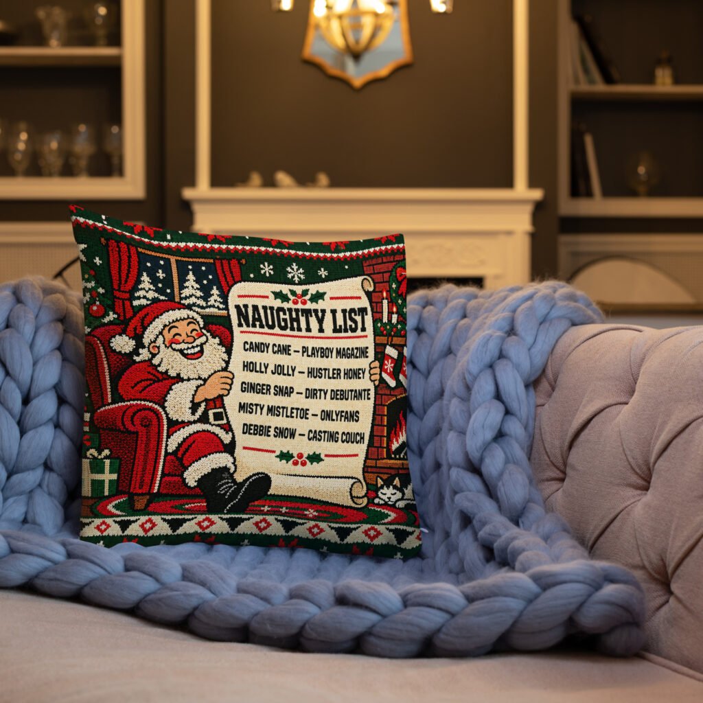 Santa’s Naughty List Christmas Throw Pillow