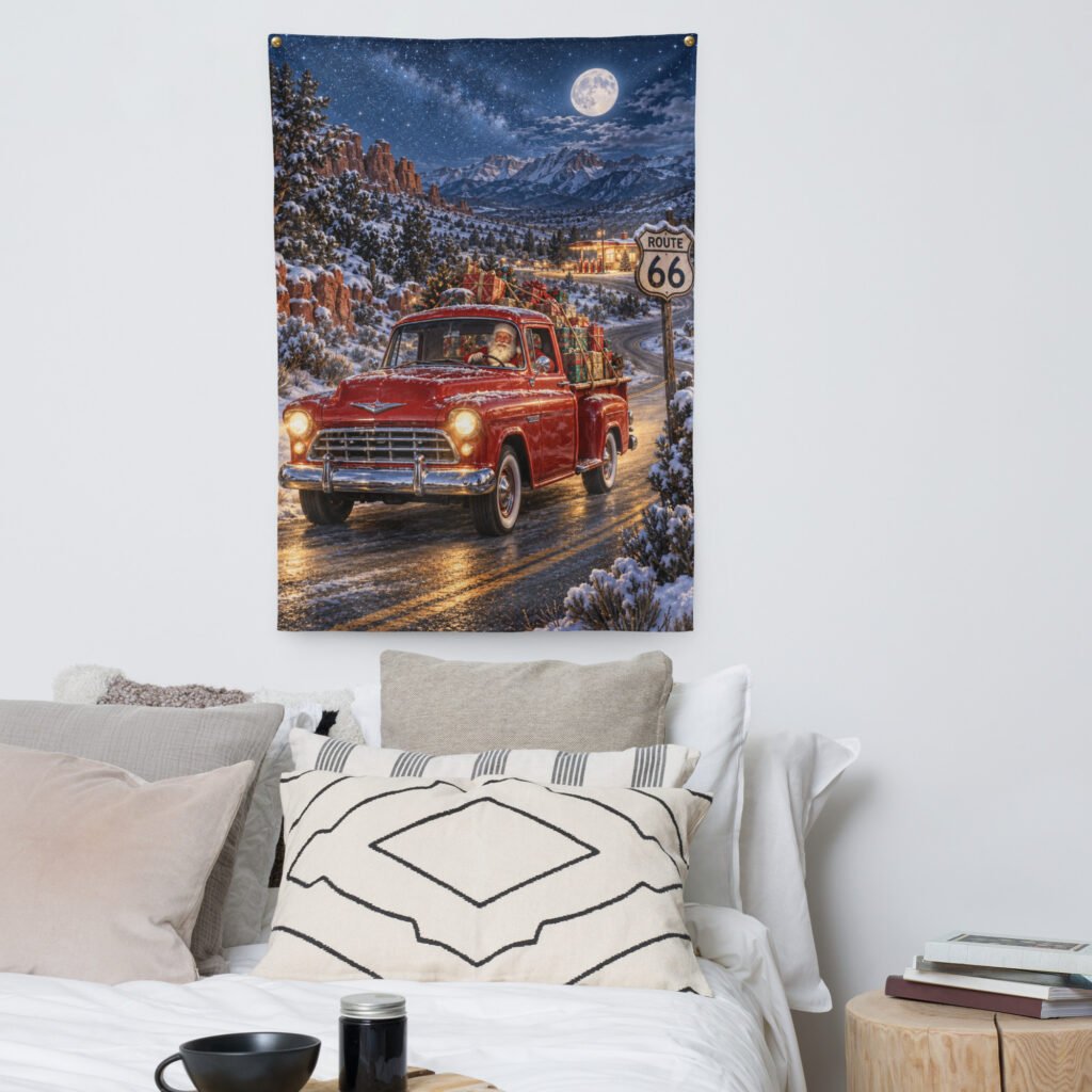 Christmas Eve on Route 66 Indoor Wall Tapestry