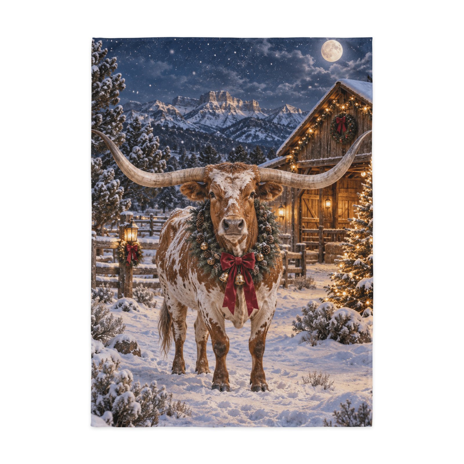 Christmas Longhorn Indoor Wall Tapestry - Image 2
